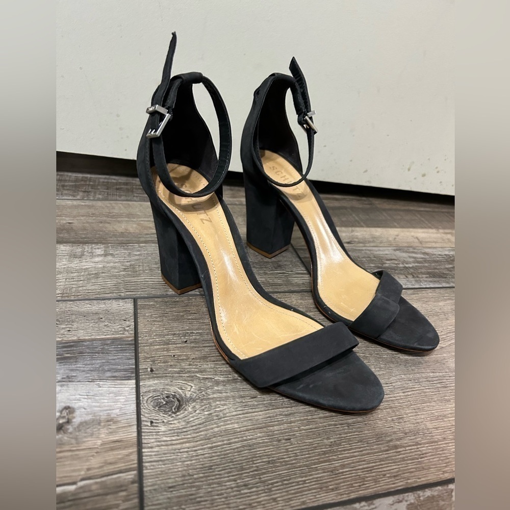 SCHUTZ Enida Block Heel Dark Grey